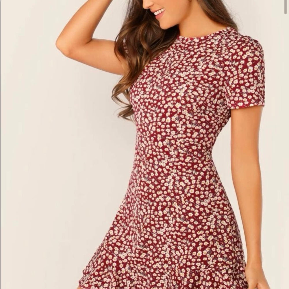 SHEIN Red floral dress.